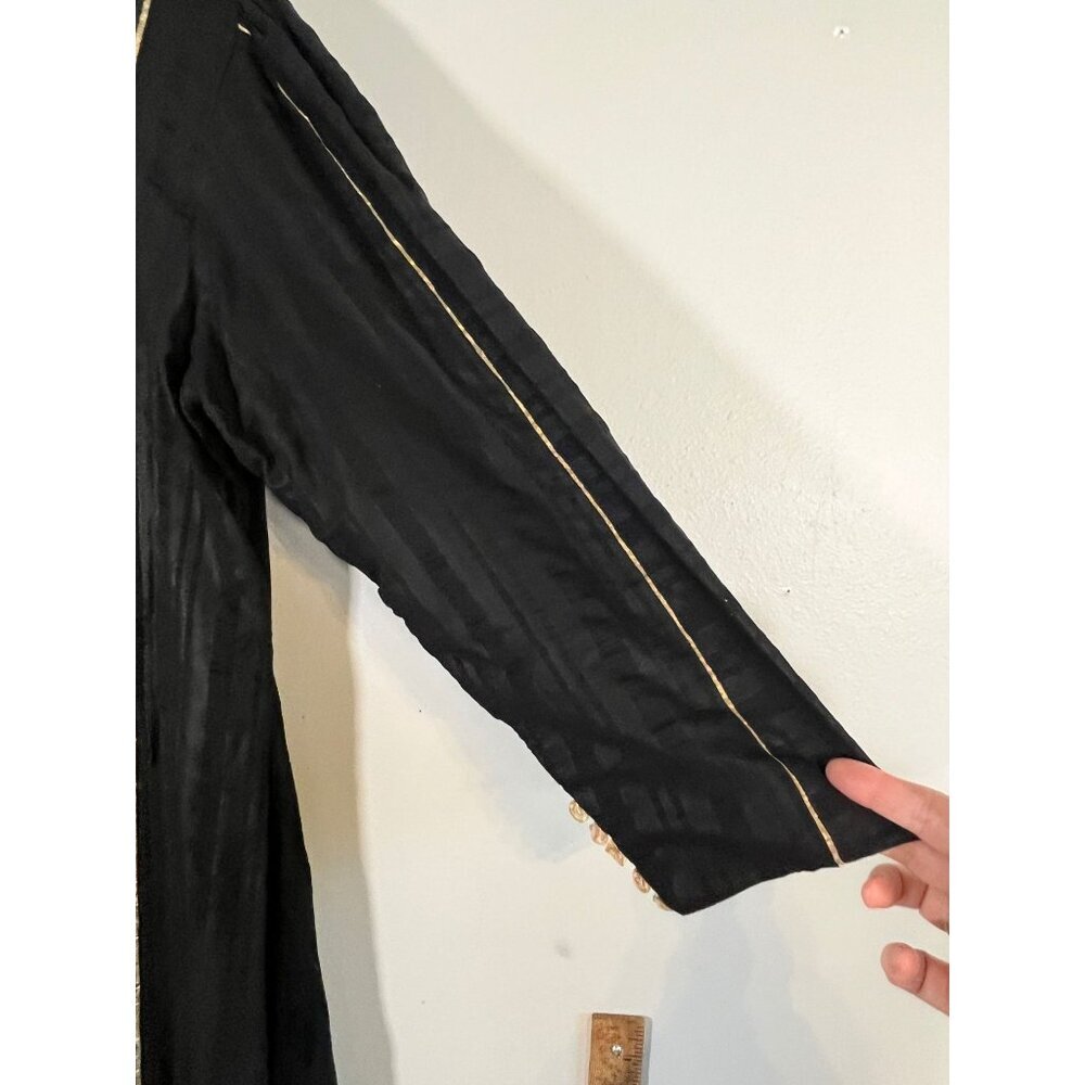 Vintage Kaftan Abaya Metallic Beaded Dress M Black Sheer 80s Moroccan Modest - Picture 6 of 14